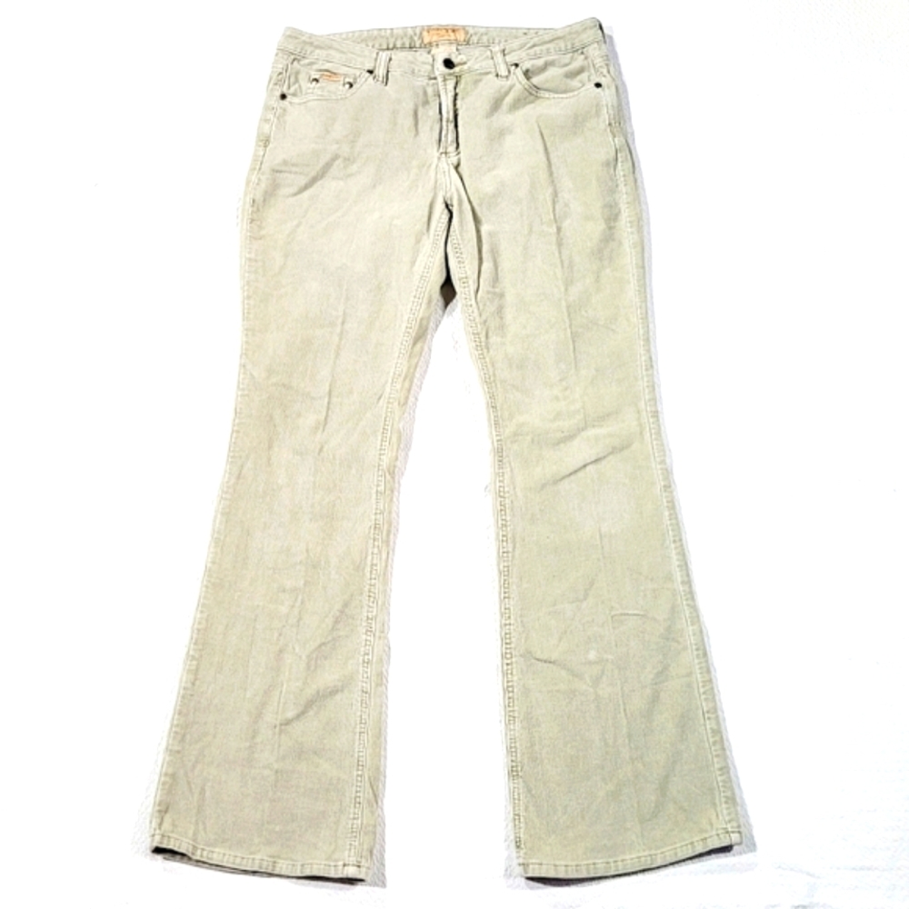 Vintage Squeeze Corduroy Curvy Flare Women's Khaki Jeans size 13 / 14 Juniors
